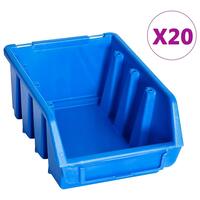 Stabelbare opbevaringskasser 20 stk. plast blå