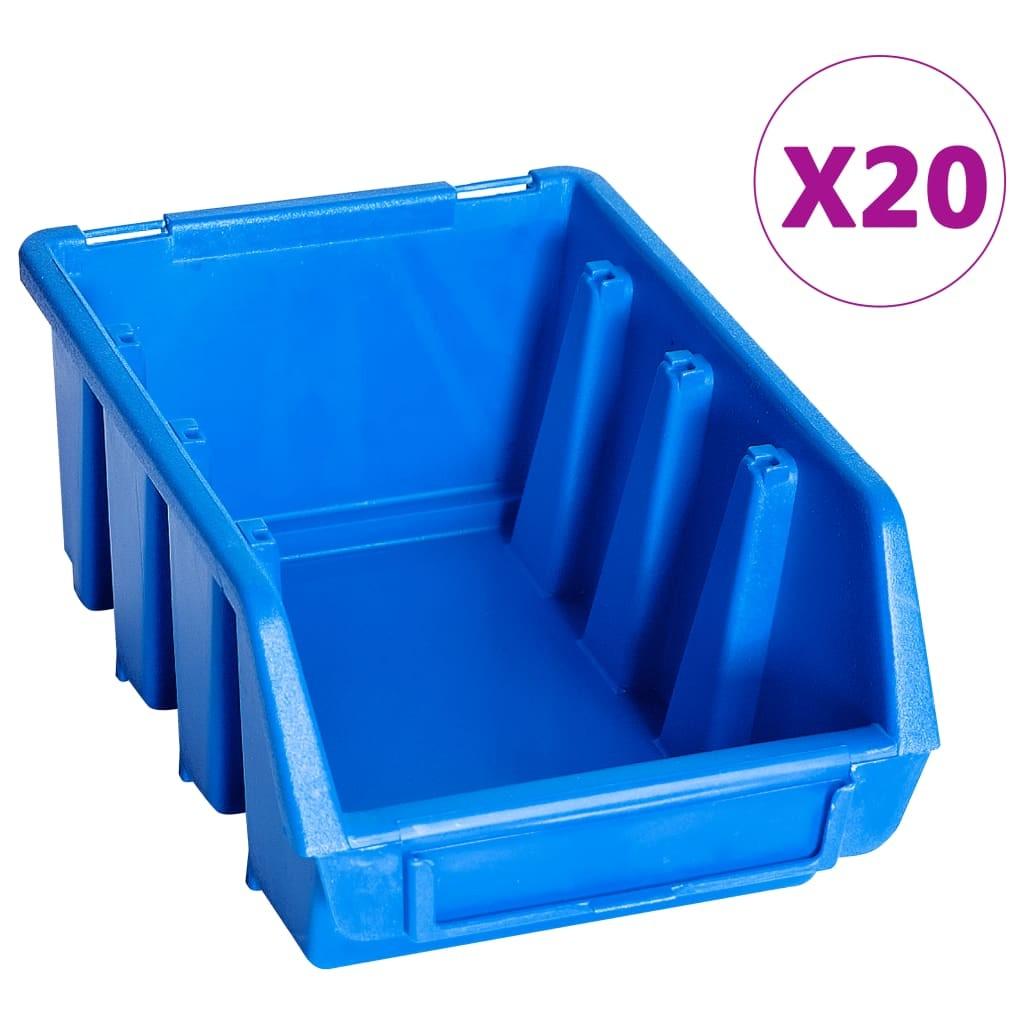 Billede af Stabelbare opbevaringskasser 20 stk. plast blå