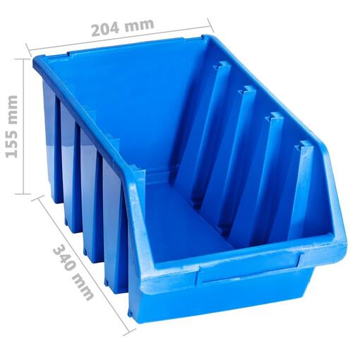 Stabelbare opbevaringskasser 14 stk. plast blå