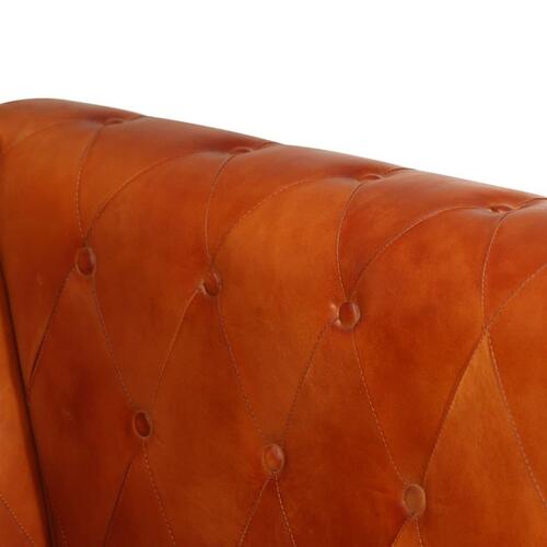 2-personers Chesterfield sofa ægte læder gyldenbrun