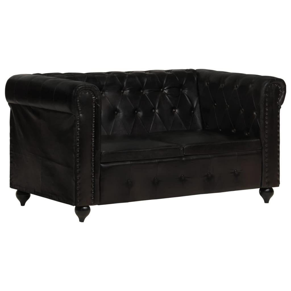 2-personers chesterfieldsofa ægte læder sofa