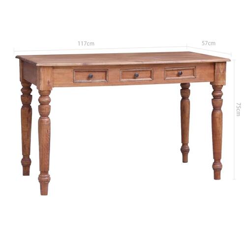 Skrivebord med skuffer 117x57x75 cm massivt genbrugstræ