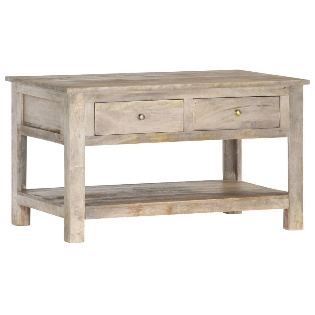 Sofabord i massivt mangotræ - 82 × 52 × 47 cm, grå egetræsfinish