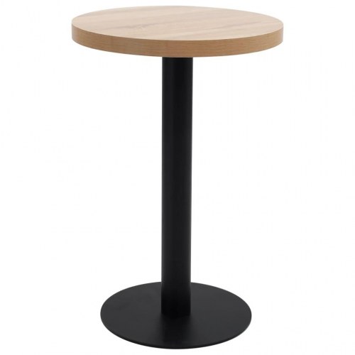 Bistrobord 50 cm - lysebrun MDF bordplade med sort stålbase