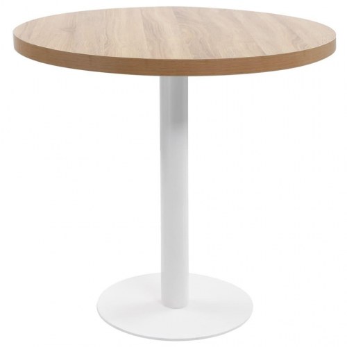 Bistrobord 80 cm - rund bordplade i MDF, lysebrun/hvid