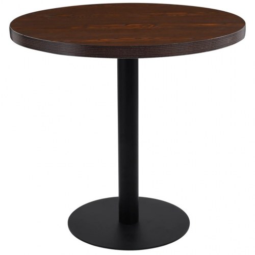 Bistrobord Ø80 cm - MDF mørkebrun med sort stel