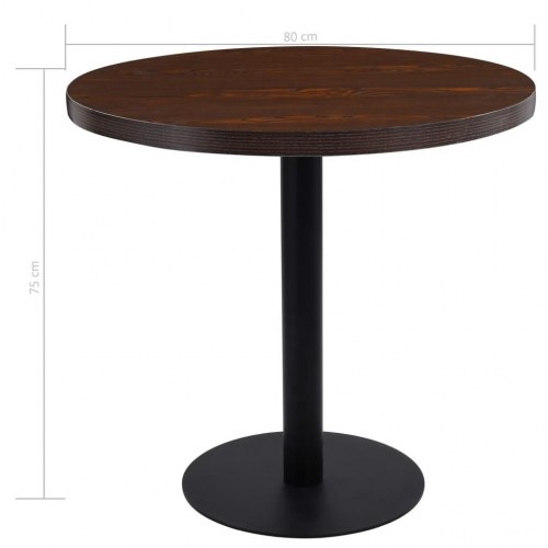 Bistrobord Ø80 cm - MDF mørkebrun med sort stel