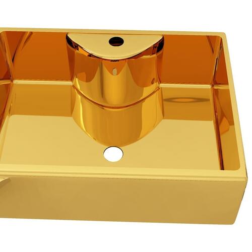 Håndvask med vandhanehul 48 x 37 x 13,5 cm keramik guldfarvet