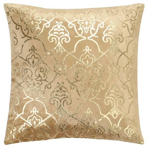 Puder 2 stk. folieprint 40x40 cm fløjl beige og guldfarvet