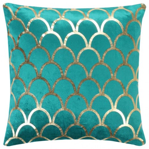 Puder 2 stk. folieprint 40x40 cm fløjl grøn og guldfarvet