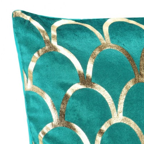 Puder 2 stk. folieprint 40x40 cm fløjl grøn og guldfarvet