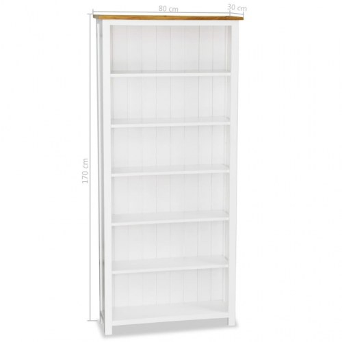 Bogreol 80x22,5x170 cm 6 hylder massivt egetræ