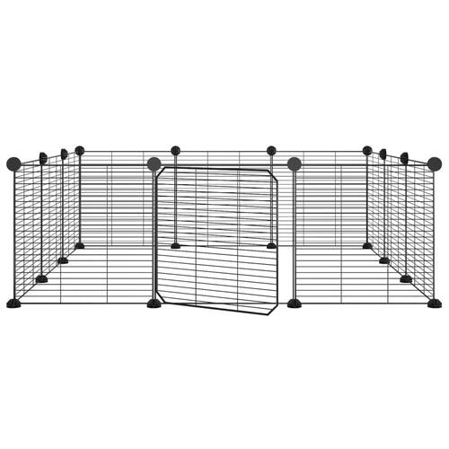 12-panels kæledyrsindhegning med låge 35x35 cm stål sort