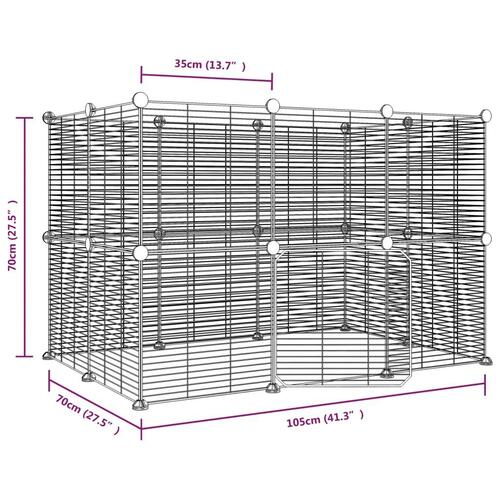 20-panels kæledyrsindhegning med låge 35x35 cm stål sort