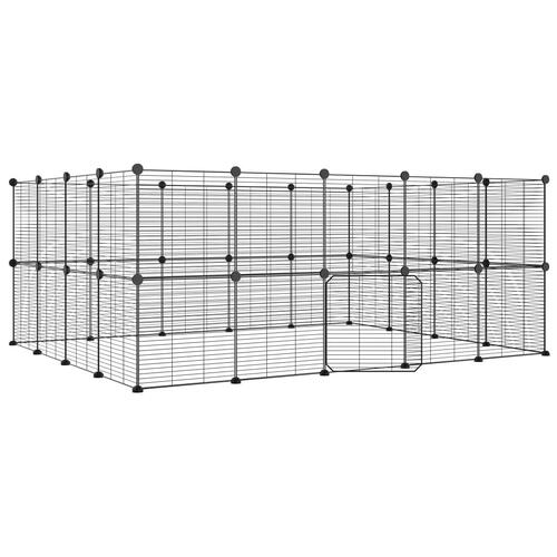 36-panels kæledyrsindhegning med låge 35x35 cm stål sort