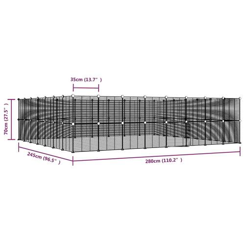 60-panels kæledyrsindhegning med låge 35x35 cm stål sort