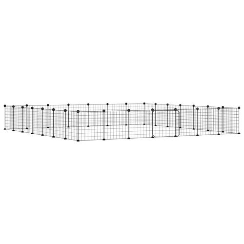 28-panels kæledyrsindhegning med låge 35x35 cm stål sort