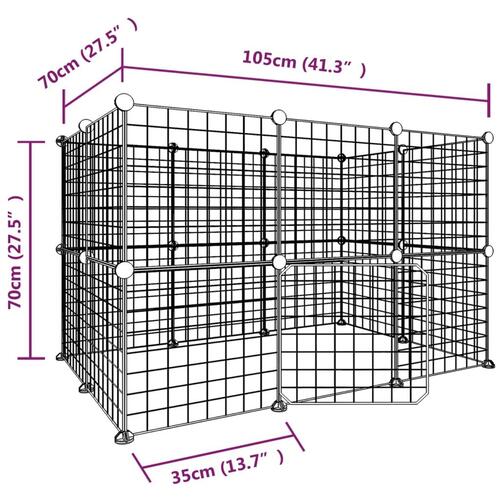 20-panels kæledyrsindhegning med låge 35x35 cm stål sort