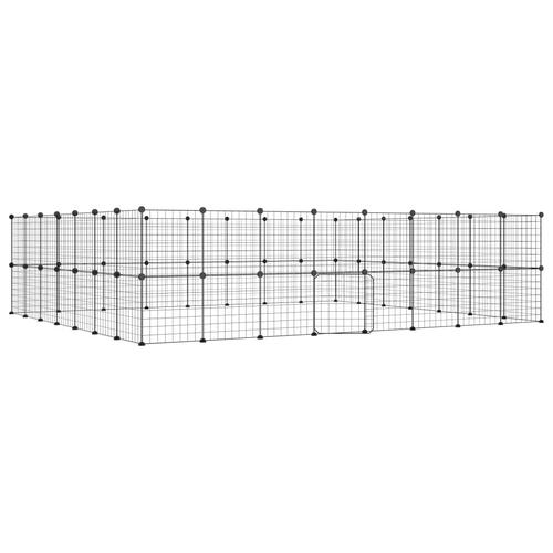 60-panels kæledyrsindhegning med låge 35x35 cm stål sort