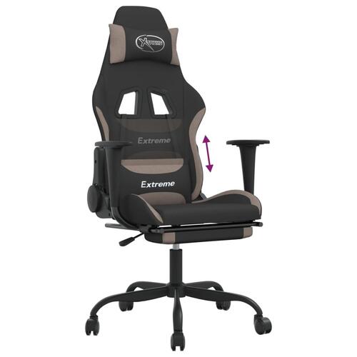 Gamingstol med fodstøtte stof sort og gråbrun