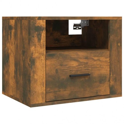 Væghængte sengeborde - 2 stk. 50×36×40 cm i røget egetræ