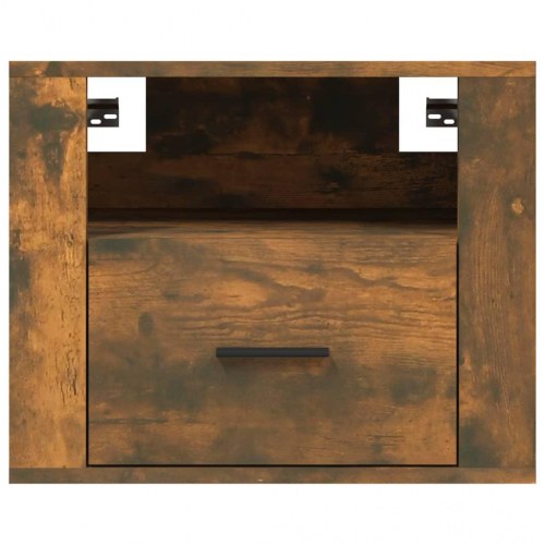 Væghængte sengeborde - 2 stk. 50×36×40 cm i røget egetræ