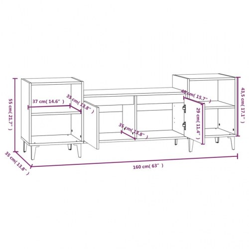Tv-bord 160x35x55 cm konstrueret træ sort