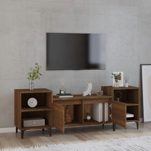 Tv-bord 160x35x55 cm konstrueret træ brun egetræsfarve