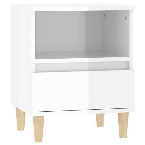 Sengebord 40x35x50 cm hvid højglans