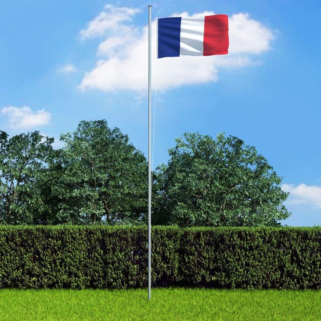 Fransk flag og flagstang 6,2 m aluminium