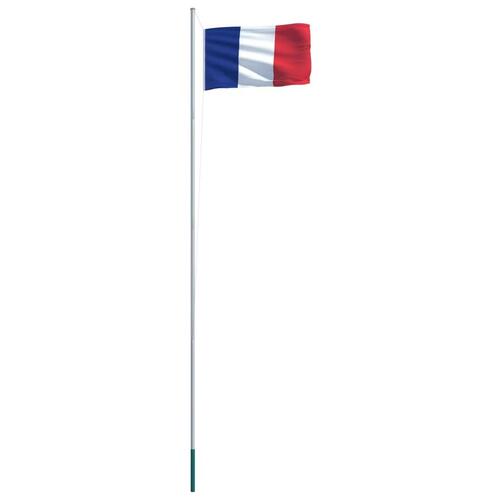 Fransk flag og flagstang 6,2 m aluminium