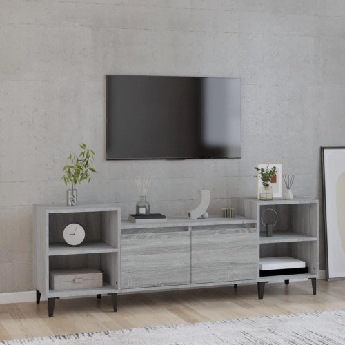 Tv-bord 160 x 35 x 55 cm - grå sonoma-eg