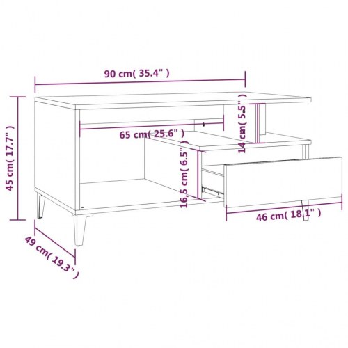 Sofabord 90 x 49 x 45 cm - betongrå