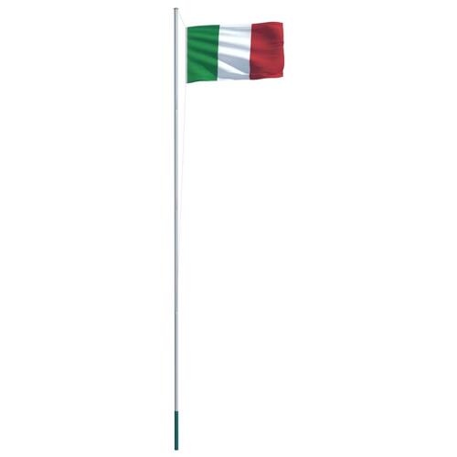 Italiensk flag og flagstang 6,2 m aluminium