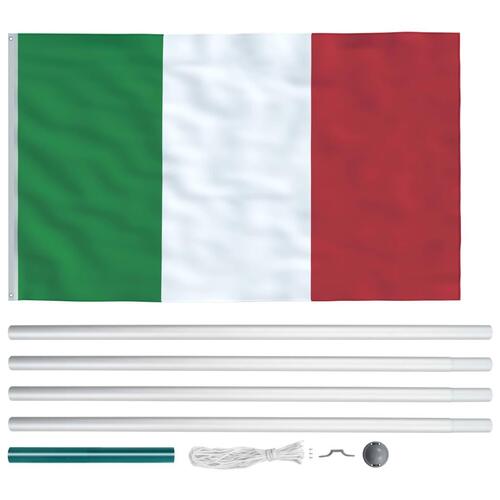 Italiensk flag og flagstang 6,2 m aluminium