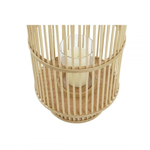 Lyseholder i bambus med krystal, 26 × 26 × 69 cm