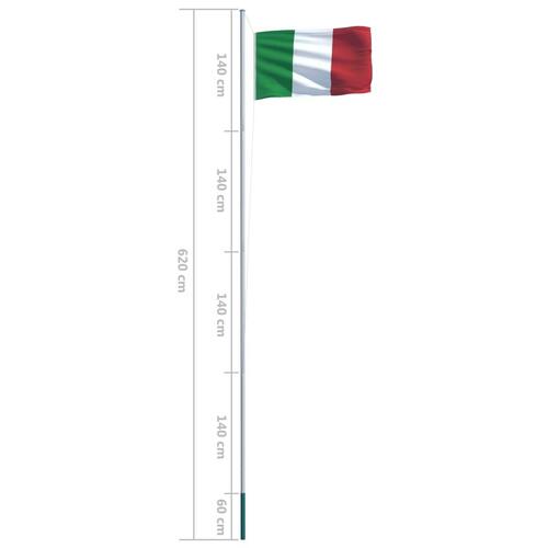 Italiensk flag og flagstang 6,2 m aluminium