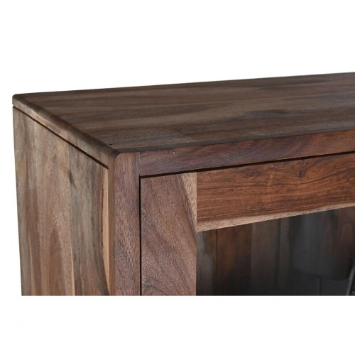 Vitrineskab i gummitræ med glas - 100 × 42 × 190 cm