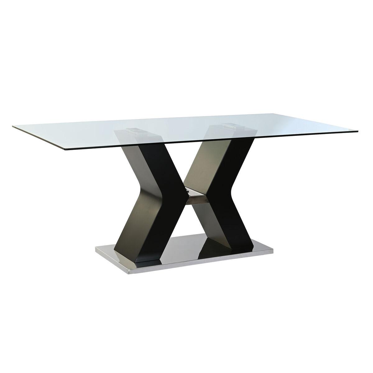 Spisebord Sort Træ Hærdet Glas Træ Mdf 180 X 90 X 76 Cm