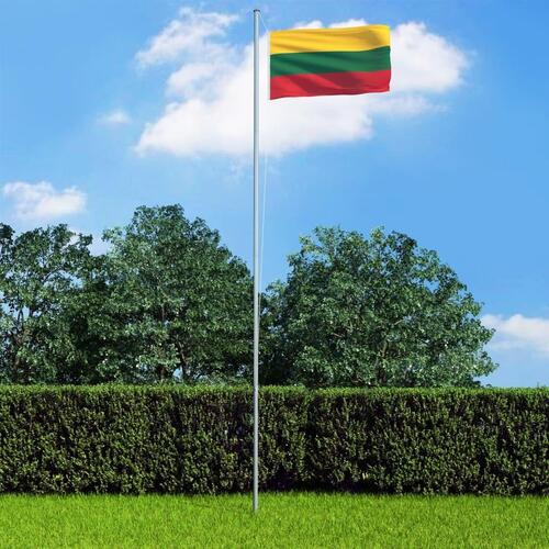 Litauens flag og flagstang 6,2 m aluminium