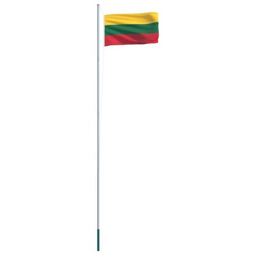 Litauens flag og flagstang 6,2 m aluminium