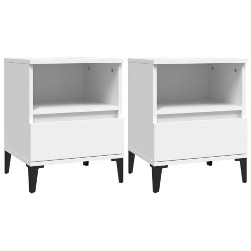 Sengeborde 2 stk. 40×35×50 cm - hvid med metalfødder