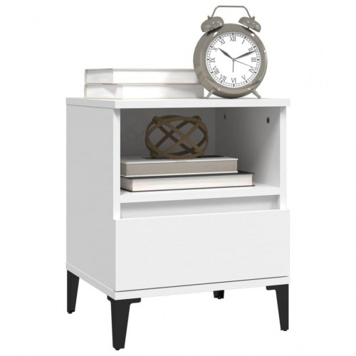 Sengeborde 2 stk. 40×35×50 cm - hvid med metalfødder