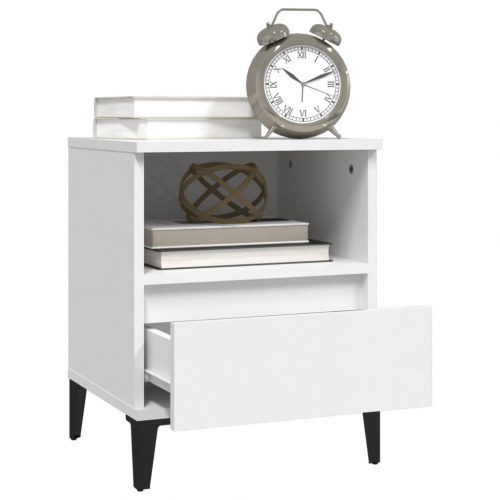 Sengeborde 2 stk. 40×35×50 cm - hvid med metalfødder