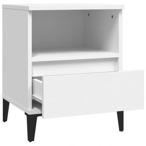 Sengeborde 2 stk. 40×35×50 cm - hvid med metalfødder