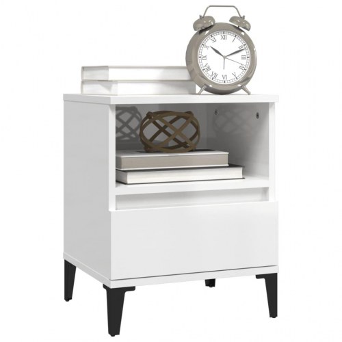 Sengeborde 2 stk. - 40×35×50 cm - hvid højglans med metalfødder
