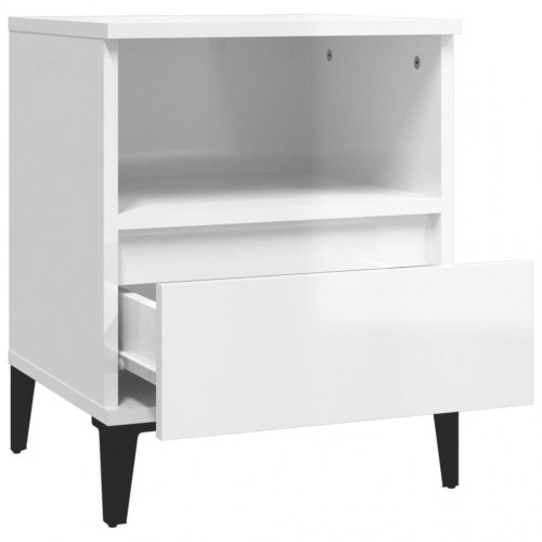 Sengeborde 2 stk. - 40×35×50 cm - hvid højglans med metalfødder