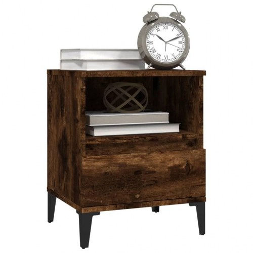 Sengeborde 2 stk. 40×35×50 cm - røget egetræsfarve med metalfødder