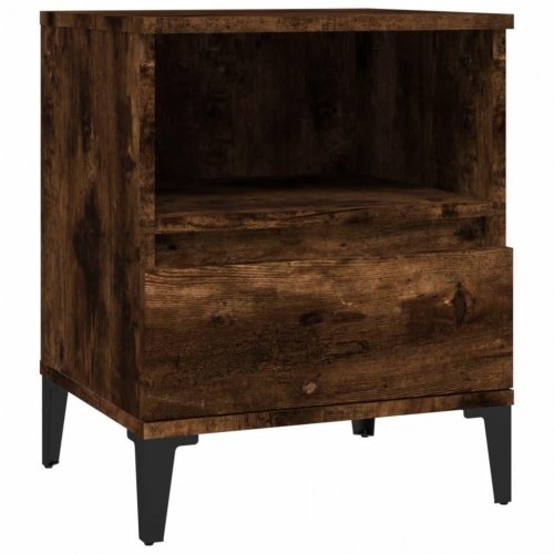 Sengeborde 2 stk. 40×35×50 cm - røget egetræsfarve med metalfødder