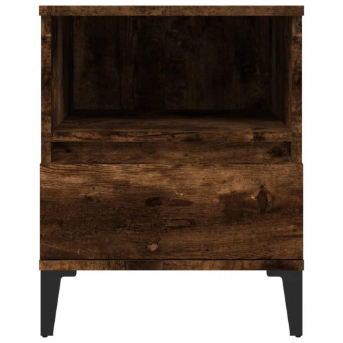 Sengeborde 2 stk. 40×35×50 cm - røget egetræsfarve med metalfødder